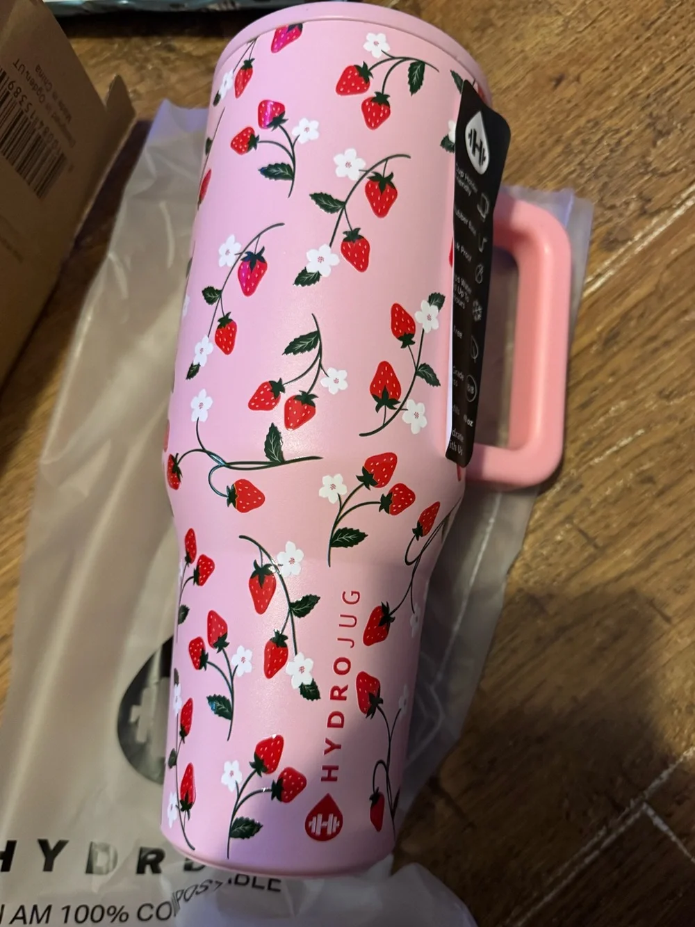 Hydrojug Pink Strawberry 40 Ounce Tumbler NEW with tags & box